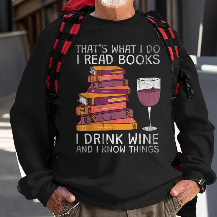Was Ich Lese Bücher Trinke Wein Sweatshirt Geschenke für alte Männer