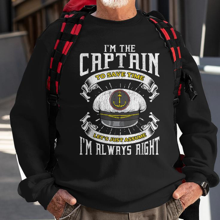 Im The Captain Assume Im Right Boating Captain Men Women Sweatshirt Graphic Print Unisex Gifts for Old Men