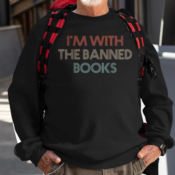 Im With The Banned Books Read Banned Books Vintage Retro Sweatshirt Gifts for Old Men