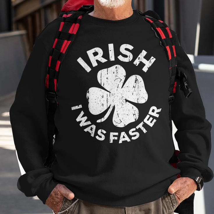 Irish I Was Faster Vintage Saint Patrick Day Sweatshirt Gifts for Old Men