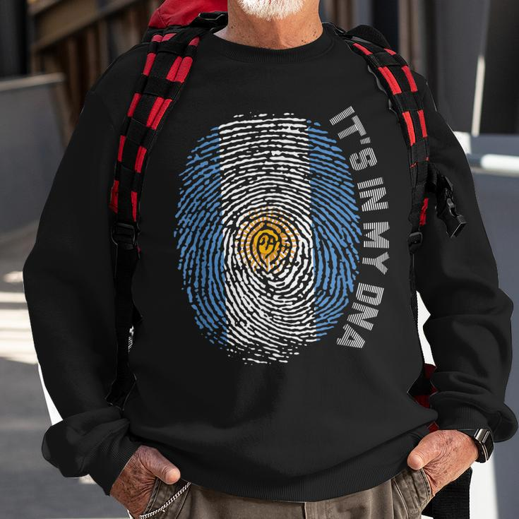 Its In My Dna Fingerprint Argentina Flag Pride Sun Of May Men Women Sweatshirt Graphic Print Unisex Gifts for Old Men
