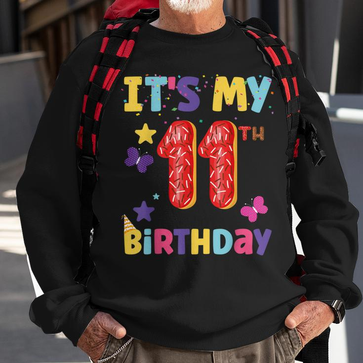 Its My 11Th Birthday Sweet Dunat Girls Funny 11 Year Old Sweatshirt Gifts for Old Men