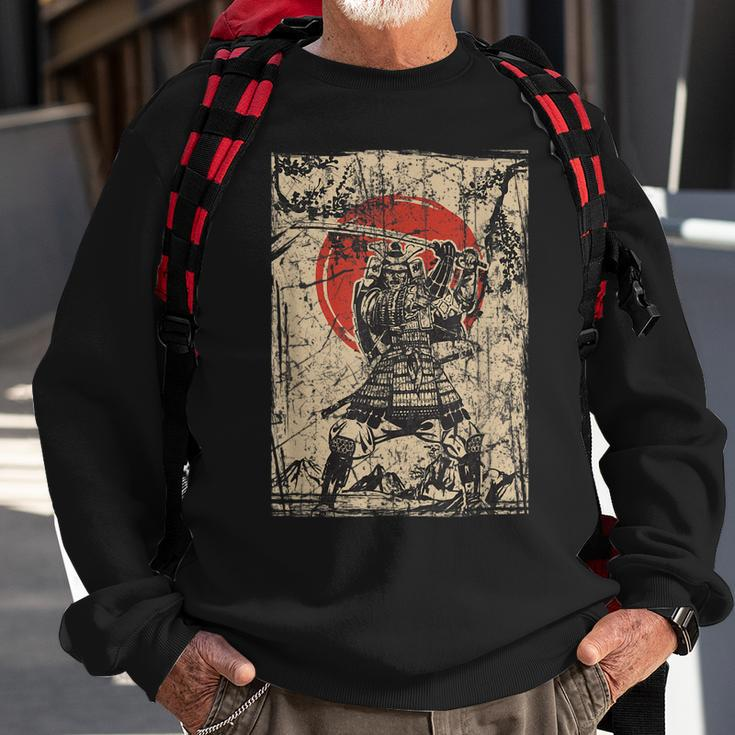 Japanese Culture Red Moon Samurai Warrior Bushido Code Sweatshirt Gifts for Old Men