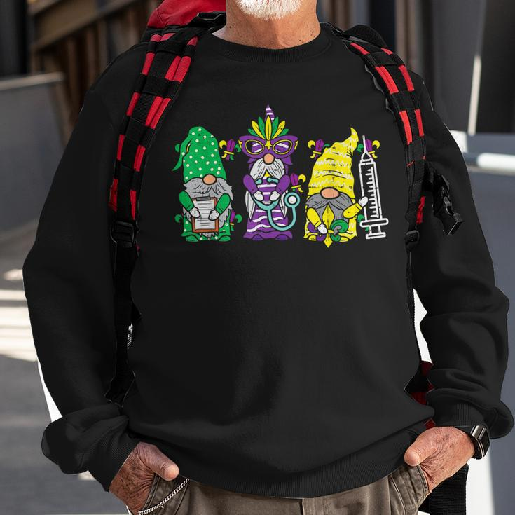 Jester Gnomes Nurse Mardi Gras Women Rn Icu Nicu Er Scrub Sweatshirt Gifts for Old Men