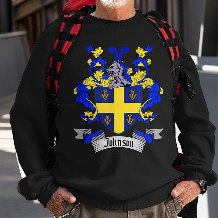 Johnson Coat Of Arms | Johnson Surname Family Crest Shield Sweatshirt Gifts for Old Men
