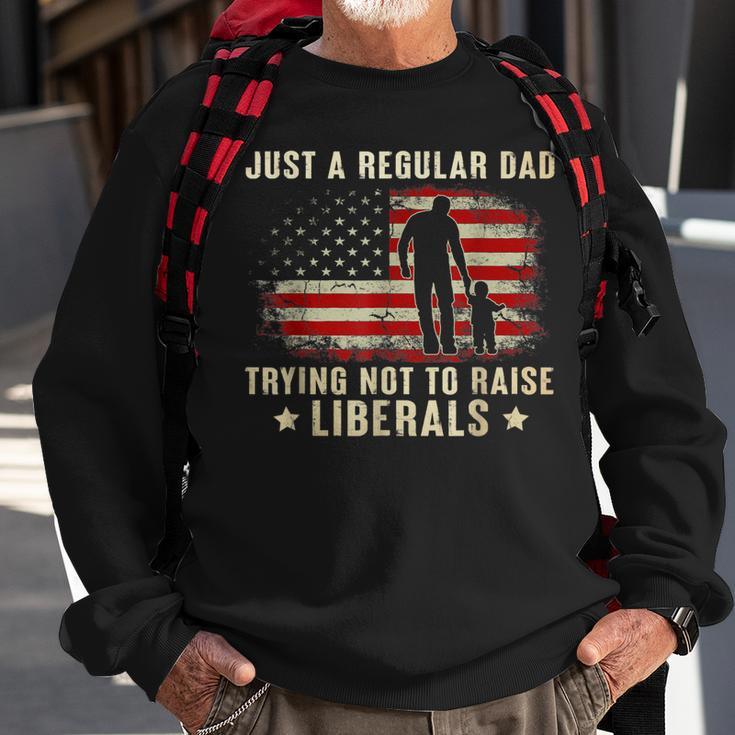 Just A Regular Dad Trying Not To Raise Liberals Fathers Day Sweatshirt Gifts for Old Men