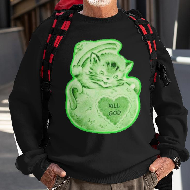 Kill God Cat Sweatshirt Gifts for Old Men
