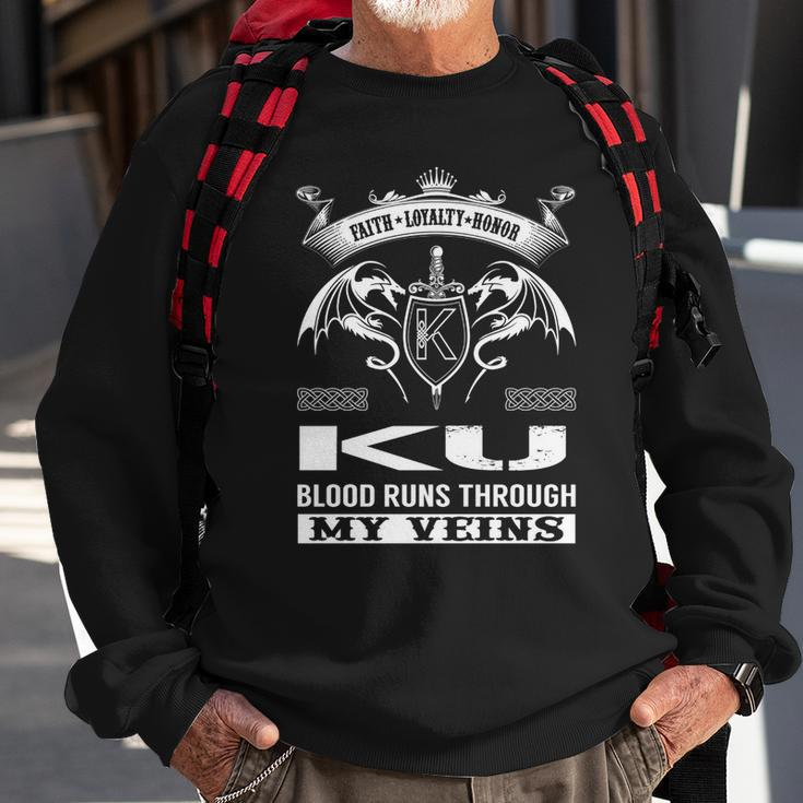 Ku Blood Runs Through My Veins Sweatshirt Gifts for Old Men