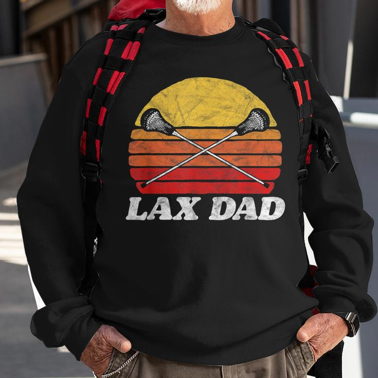 Lax Dad Vintage X Crossed Lacrosse Sticks 80S Sunset Retro Sweatshirt Gifts for Old Men