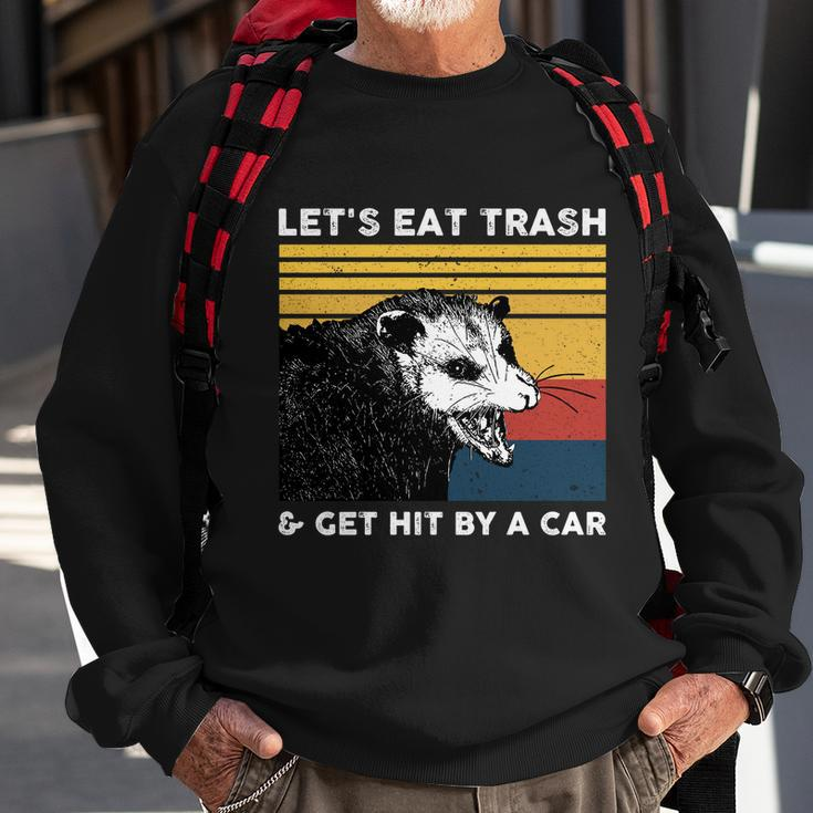 Lets Eat Trash And Get Hit By A Car Opossum Vintage Cute Gift Sweatshirt Gifts for Old Men