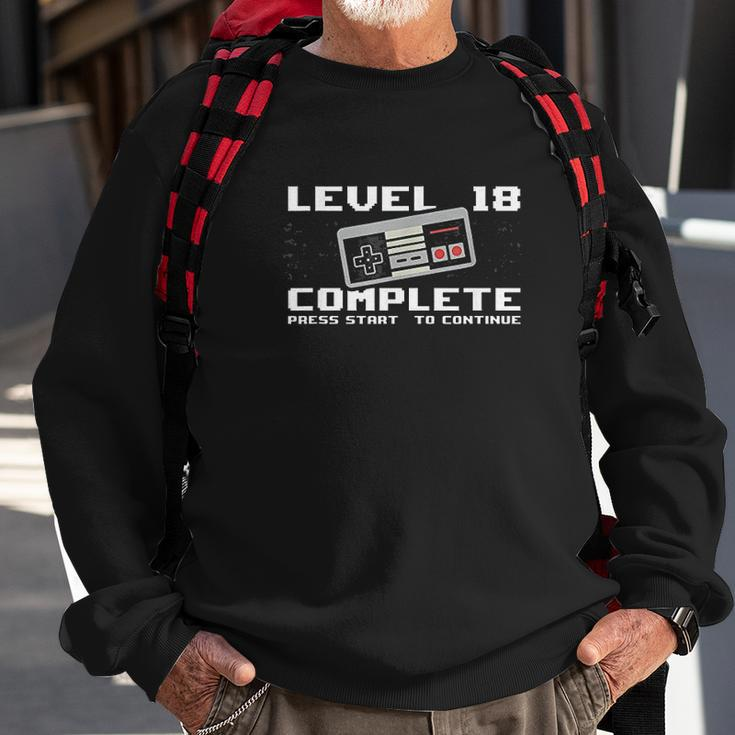 Level 18 Complete 2004 18 Years Old Gamer 18Th Birthday Men Women Sweatshirt Graphic Print Unisex Gifts for Old Men