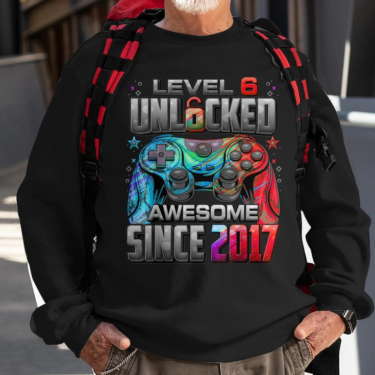 Level 6 Unlocked Awesome Since 2017 6Th Birthday Gaming Sweatshirt Gifts for Old Men
