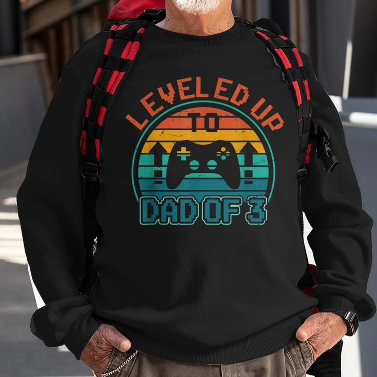 Leveled Up To Dad Of 3 Funny Gaming Daddy Again Vintage Sweatshirt Gifts for Old Men