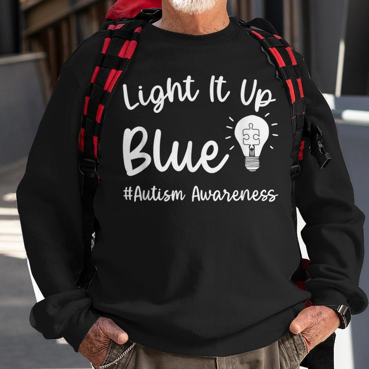 Light It Up Blue Autism I Wear Blue For Autism Awareness Sweatshirt Gifts for Old Men