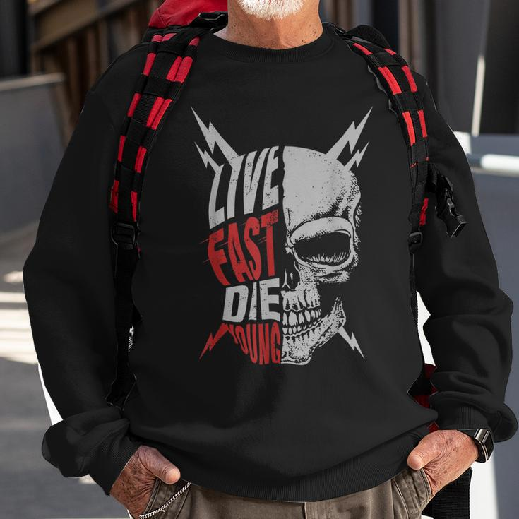 Live Fast Die Young Vintage Distressed MotorcycleSweatshirt Gifts for Old Men