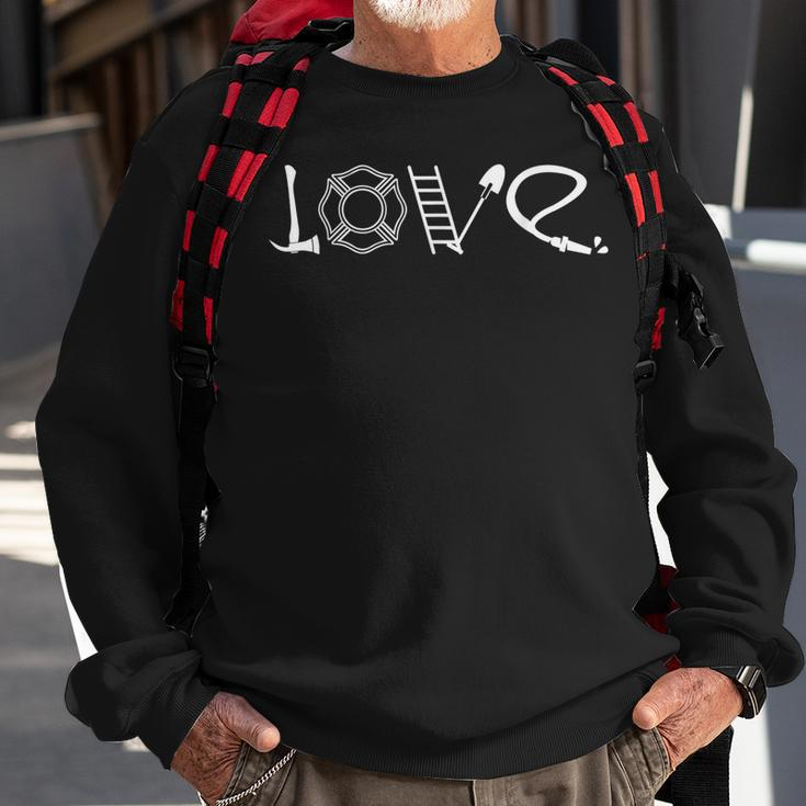 Love Fire Fighter Fireman Dad Sweatshirt Gifts for Old Men