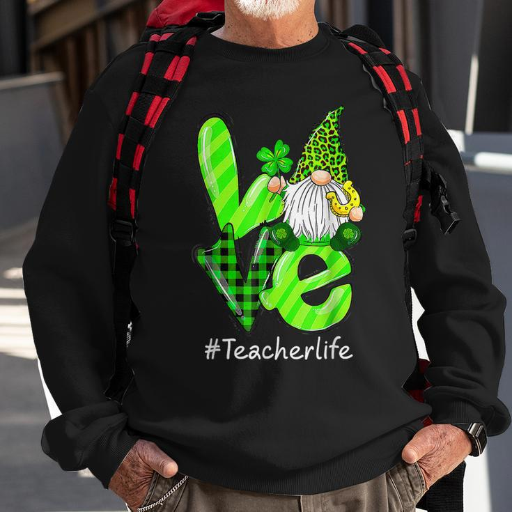 Love Teacher Life Gnome Leopard Shamrock St Patricks Day V2 Sweatshirt Gifts for Old Men