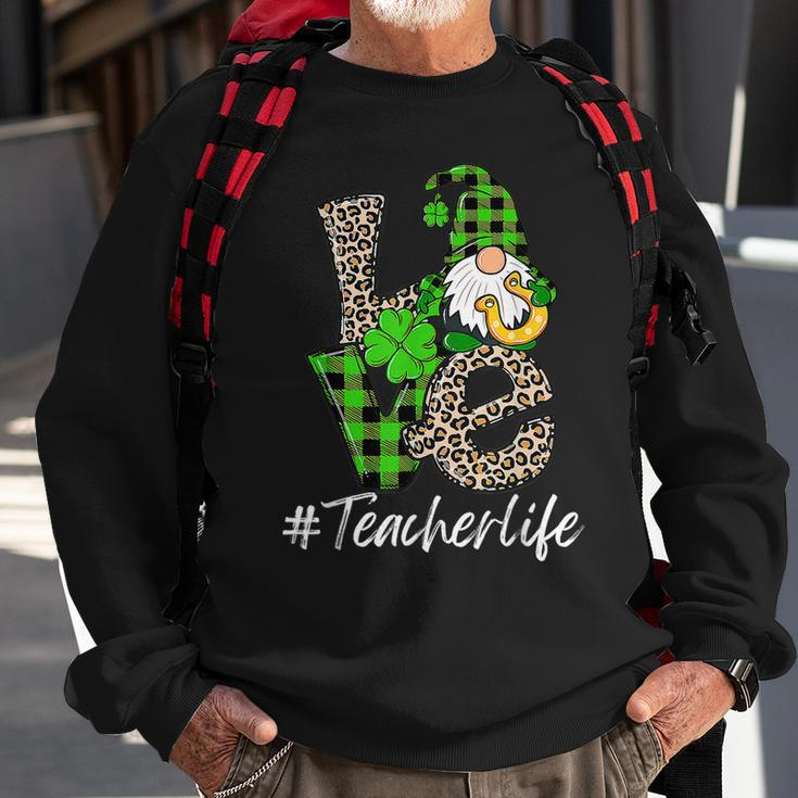 Love Teacher Life Gnomies St Patricks Day Gnome Shamrock Sweatshirt Gifts for Old Men