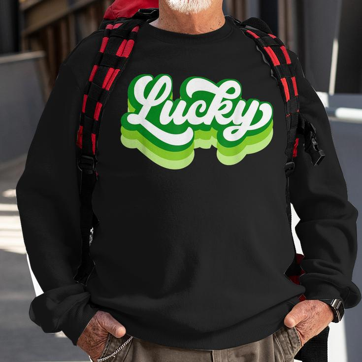 Lucky Green Retro St Patricks Day Funny Irish Sweatshirt Gifts for Old Men