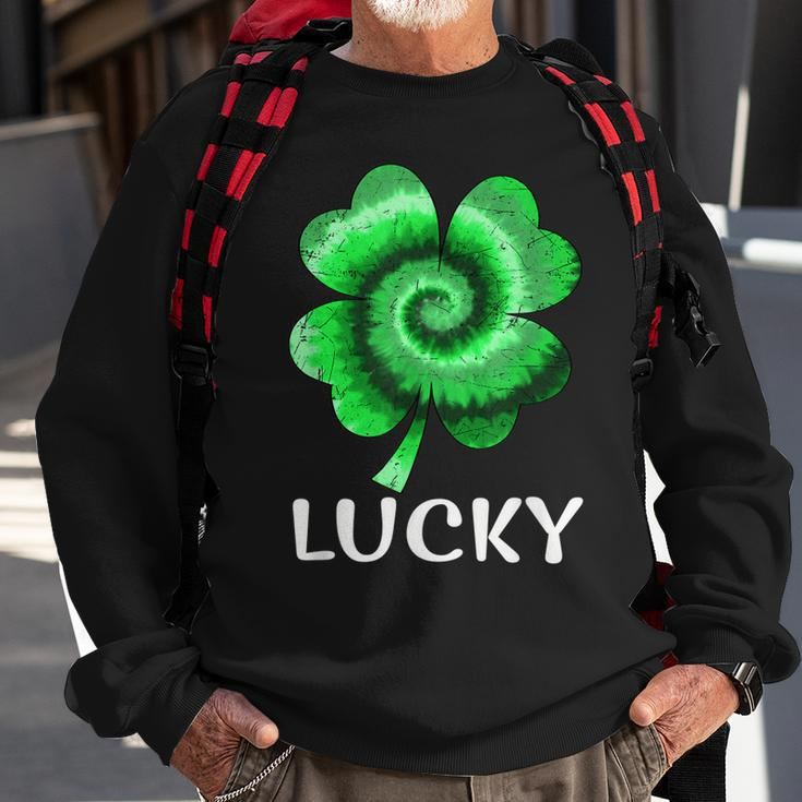 Lucky St Patricks Day St Paddys Outfit Shamrock Tie Dye Sweatshirt Gifts for Old Men
