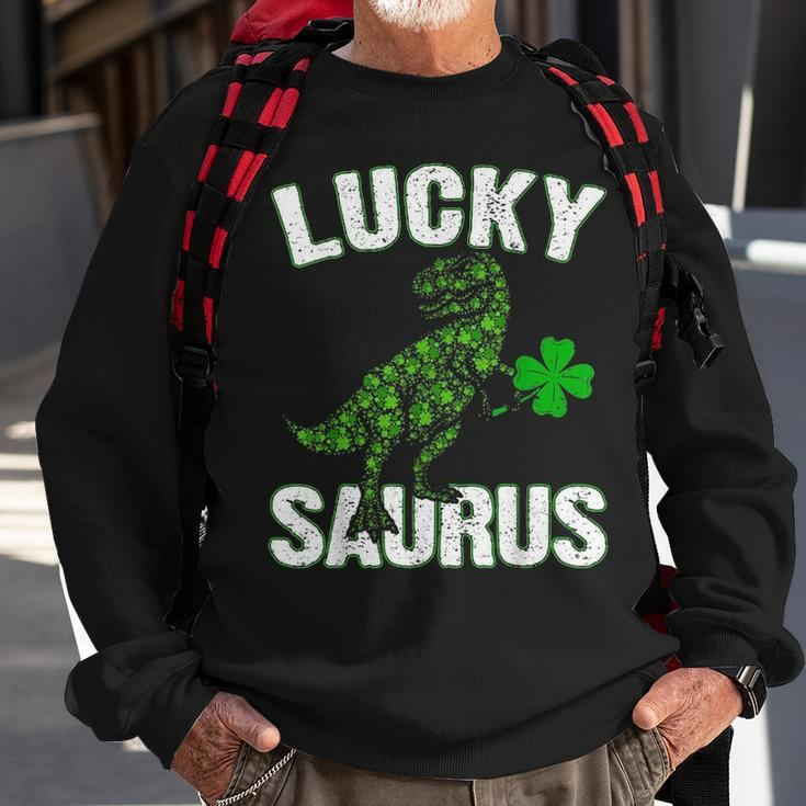 LuckyRex Saurus Clovers Shamrock St Patrick Day Gifts Sweatshirt Gifts for Old Men