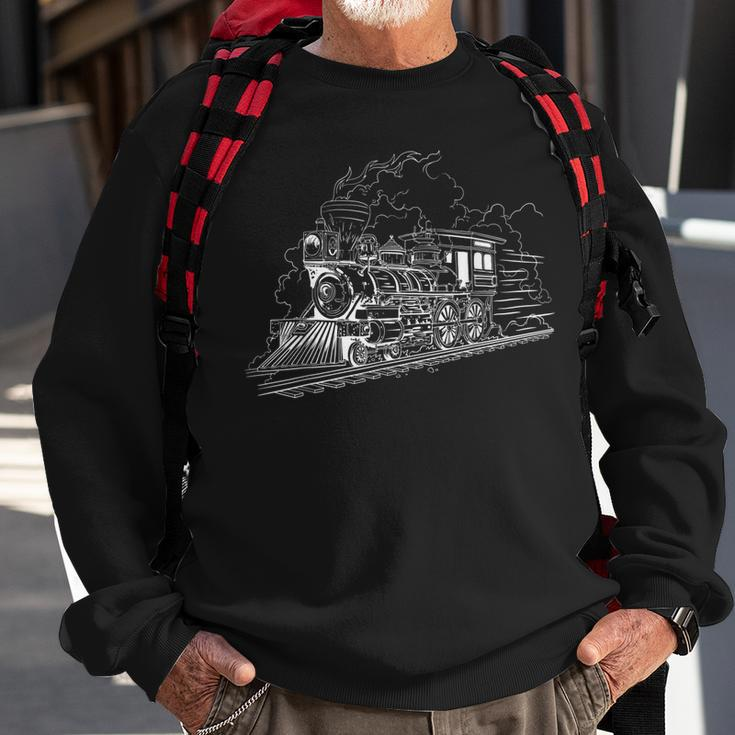 Lustige Zug-Eisenbahn-Lokomotive Sweatshirt Geschenke für alte Männer