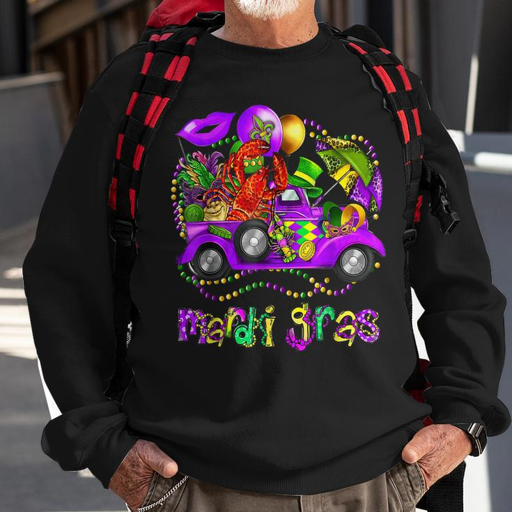 Mardi Gras Truck With Mask And Crawfish Mardi Gras Costume Sweatshirt Gifts for Old Men