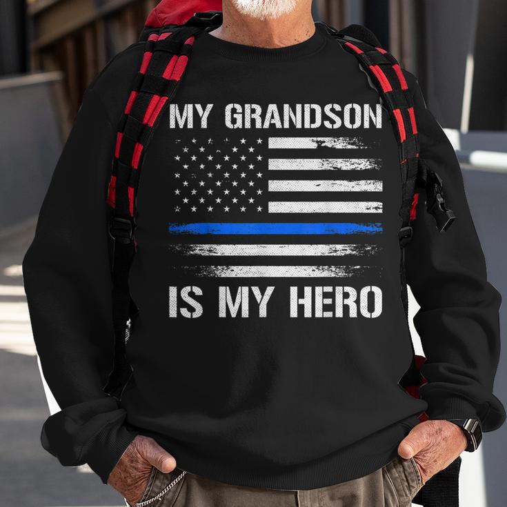 Mein Enkel Ist Mein Held Polizei Opa Oma Thin Blue Line Sweatshirt Geschenke für alte Männer