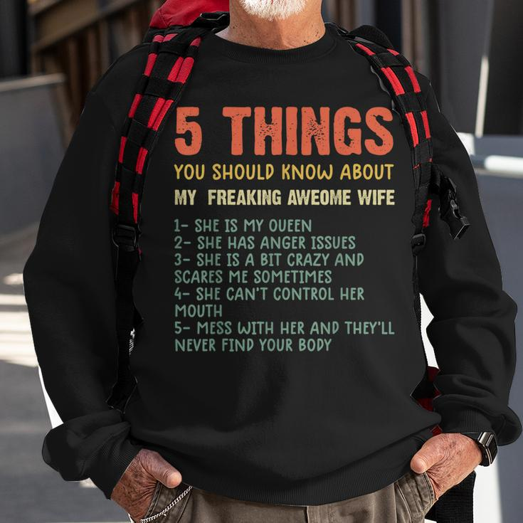 Mens 5 Things You Should Know About My Wife She Is My Queen Sweatshirt Gifts for Old Men