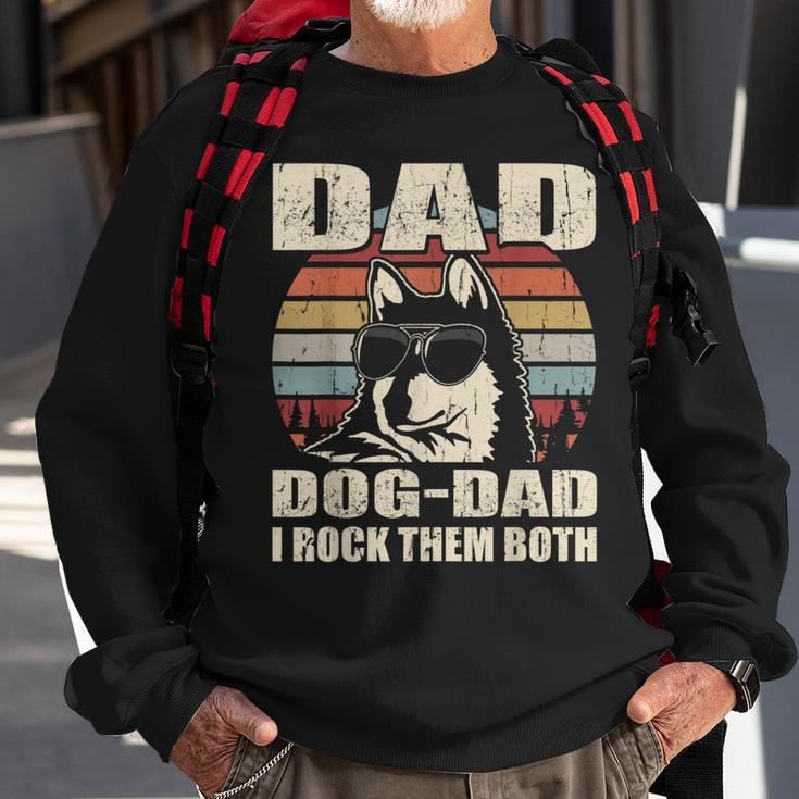 Mens Alaskan Klee Kai Dad And Dog Dad I Rock Them Both Vintage Sweatshirt Gifts for Old Men