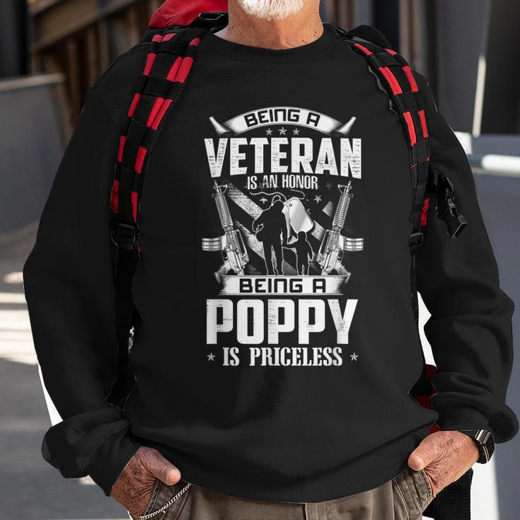 Mens Being A Veteran Is An Honor A Poppy Is Priceless Grandpa Men Women Sweatshirt Graphic Print Unisex Gifts for Old Men