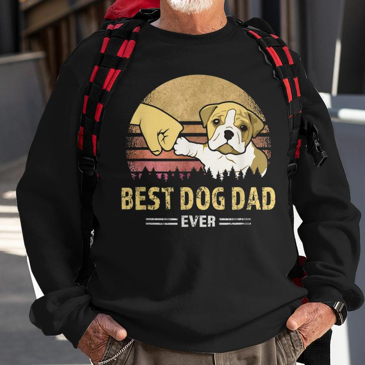 Mens Best Bulldog Dad Ever Vintage English Bulldog Puppy Lover Sweatshirt Gifts for Old Men