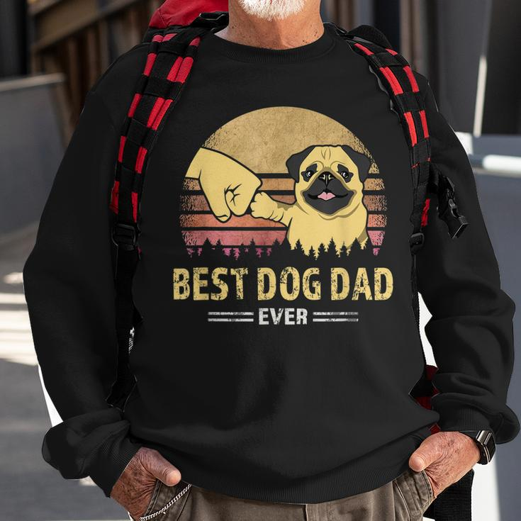 Mens Best Dog Dad Ever Pug Retro Design Proud Vintage Puppy Lover Sweatshirt Gifts for Old Men