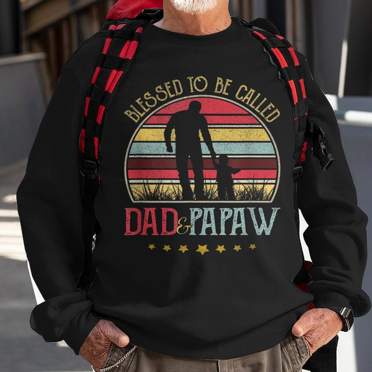 Mens Blessed To Be Called Dad And Papaw Vintage Fathers Day Gift Sweatshirt Gifts for Old Men