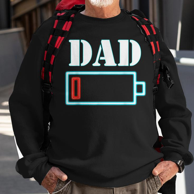 Mens Dad Battery Low Funny Tired Parenting Fathers Day Sweatshirt Gifts for Old Men