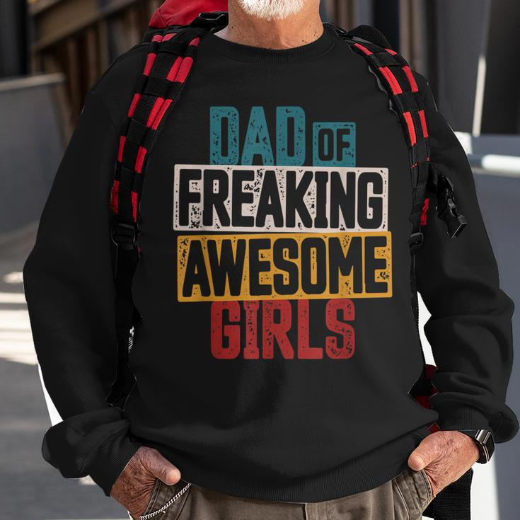 Mens Dad Of Freaking Awesome Girl Vintage Distressed Dad Of Girls V2 Sweatshirt Gifts for Old Men