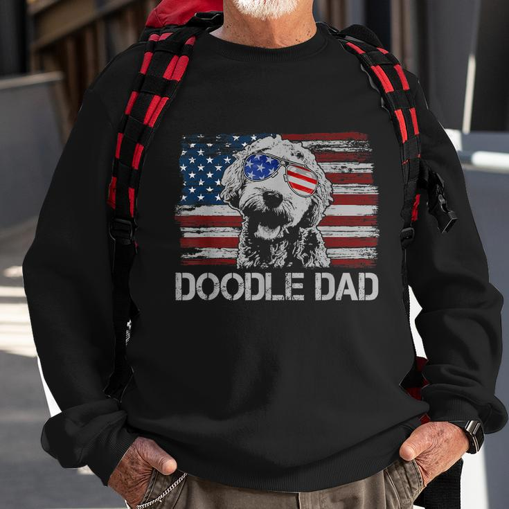 Mens Doodle Dad Goldendoodle Dog American Flag 4Th Of July Sweatshirt Gifts for Old Men