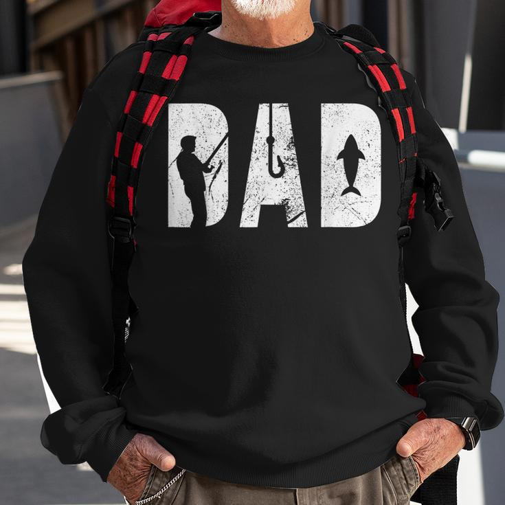 Mens Fishing Dad Fathers Day With Fish And Fishing Hook Crunch Sweatshirt Gifts for Old Men