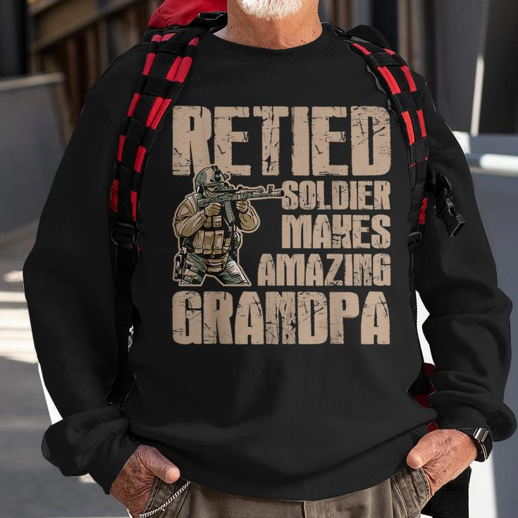 Mens Grandpa Gift Retied Soldier Retired Military Veteran Gift Men Women Sweatshirt Graphic Print Unisex Gifts for Old Men