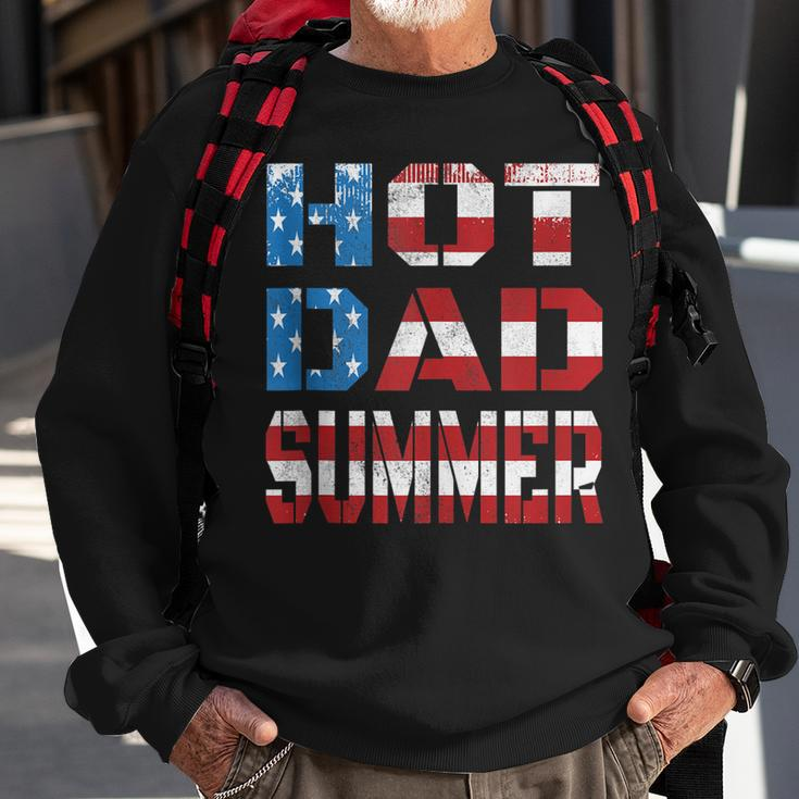 Mens Hot Dad Summer Funny Father Patriotic Usa Flag July 4Th Sweatshirt Gifts for Old Men