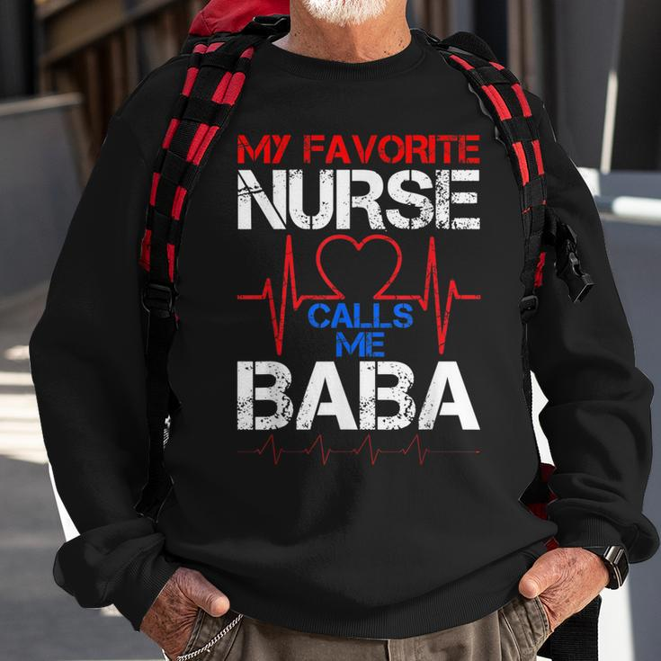 Mens My Favorite Nurse Calls Me Baba Cool Vintage Nurse Dad Sweatshirt Gifts for Old Men