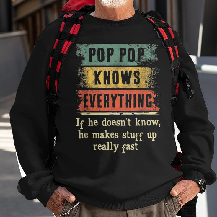 Mens Pop Pop Knows Everything Grandpa Fathers Day Gift V2 Sweatshirt Gifts for Old Men