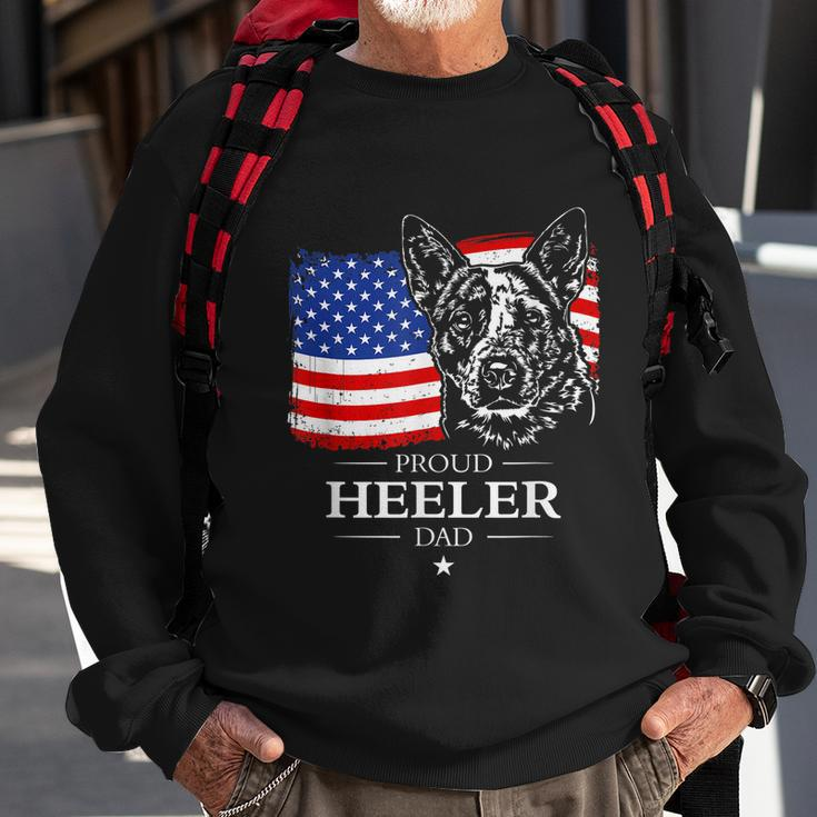 Mens Proud Cattle Dog Heeler Dad American Flag Patriotic Dog V2 Sweatshirt Gifts for Old Men