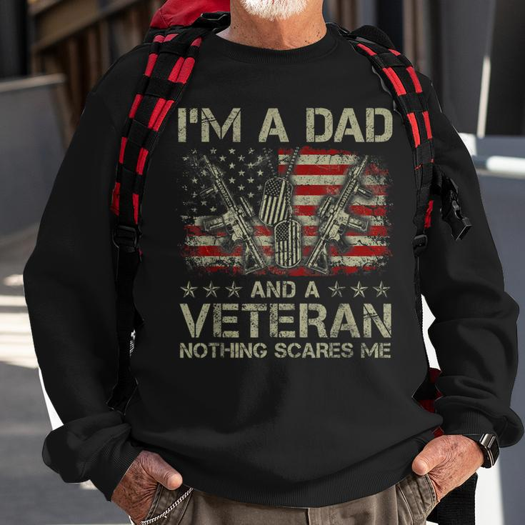 Mens Proud Im A Dad And A Veteran Nothing Scares Me Daddy Sweatshirt Gifts for Old Men
