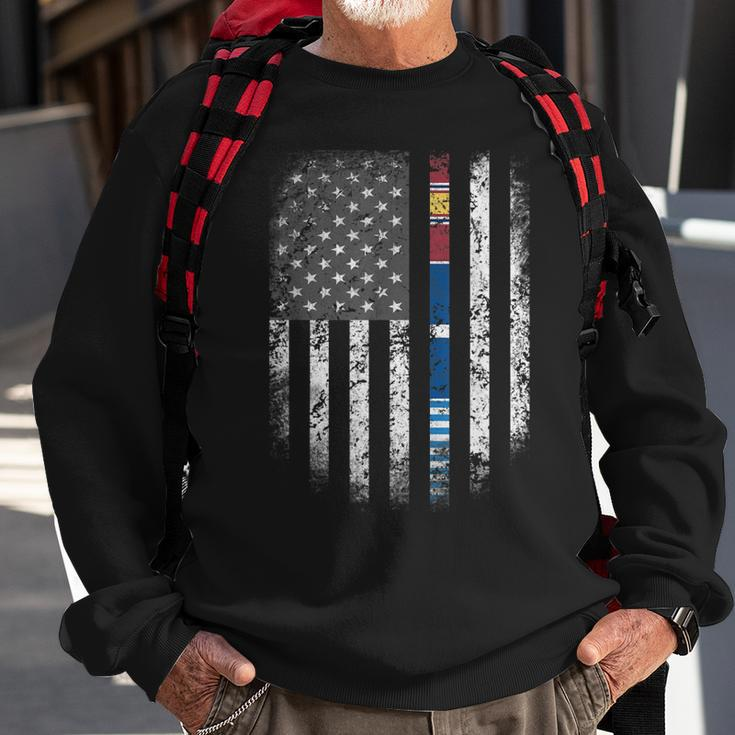 Mens Proud Korean War Veteran Us Flag Ribbon Dad Grandpa Gifts Men Women Sweatshirt Graphic Print Unisex Gifts for Old Men