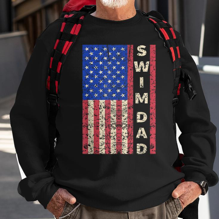 Mens Swim Dad American Flag Swimmer Fathers Day Gift Sweatshirt Gifts for Old Men
