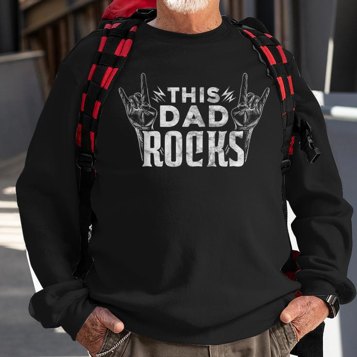 Mens This Dad Rocks Rock N Roll Heavy Metal Fathers Day Sweatshirt Gifts for Old Men
