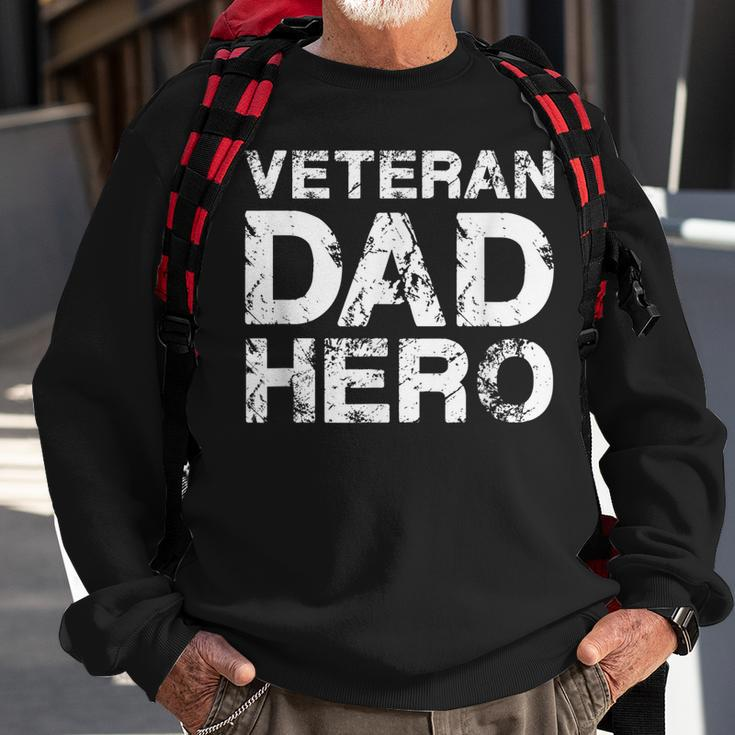 Mens Veteran Dad HeroFor Fathers Day - Distressed Look Men Women Sweatshirt Graphic Print Unisex Gifts for Old Men