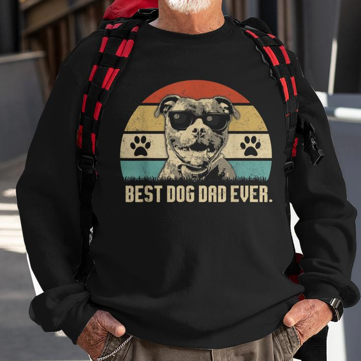 Mens Vintage Best Pitbull Dog Dad Ever Fathers Day Sweatshirt Gifts for Old Men