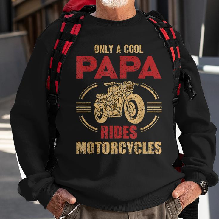 Mens Vintage Father Day Only Papa Rides Motorcycle Cool Biker Dad Sweatshirt Gifts for Old Men